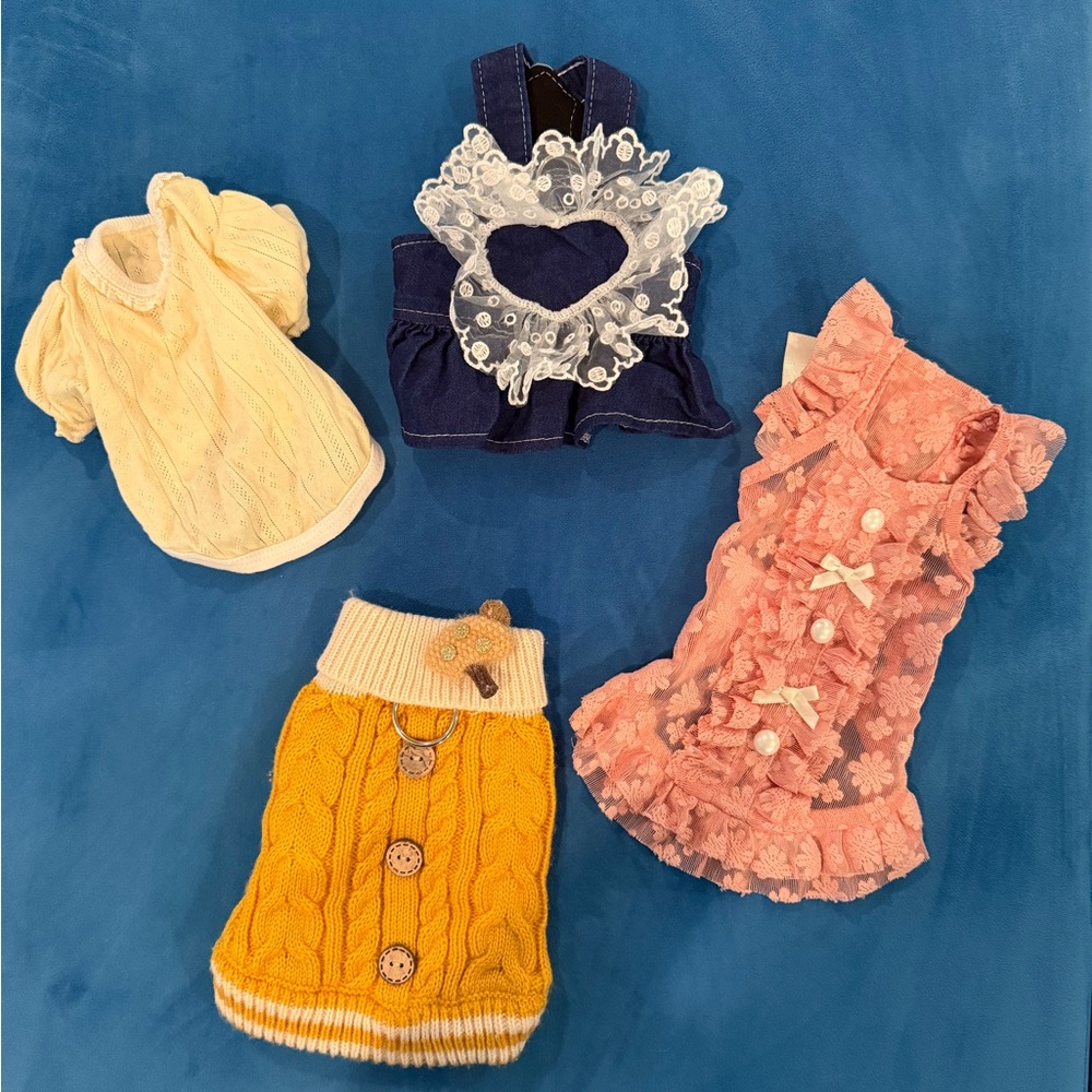 Stylish Dog Apparel Set - Pink, Yellow, Blue, Cream